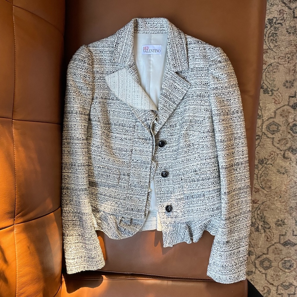 Valentino black and white button blazer